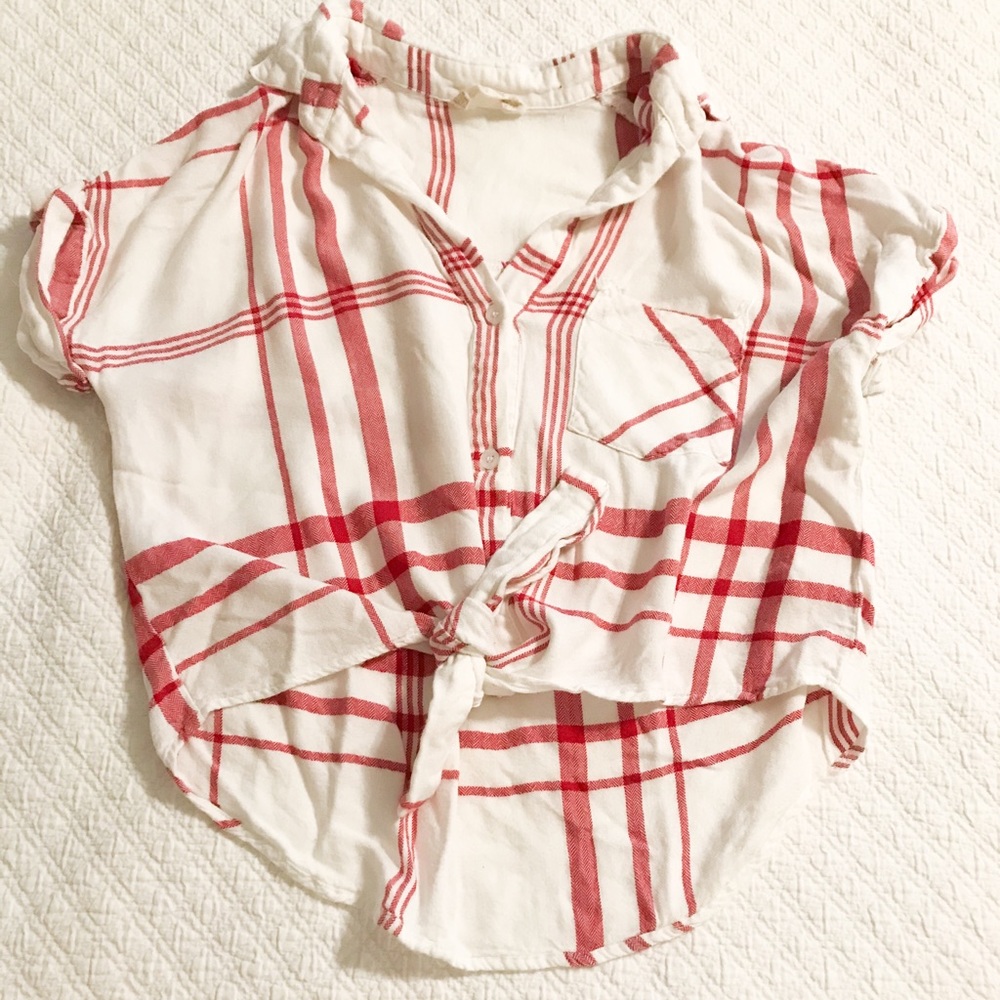 flannel tie up short sleeve